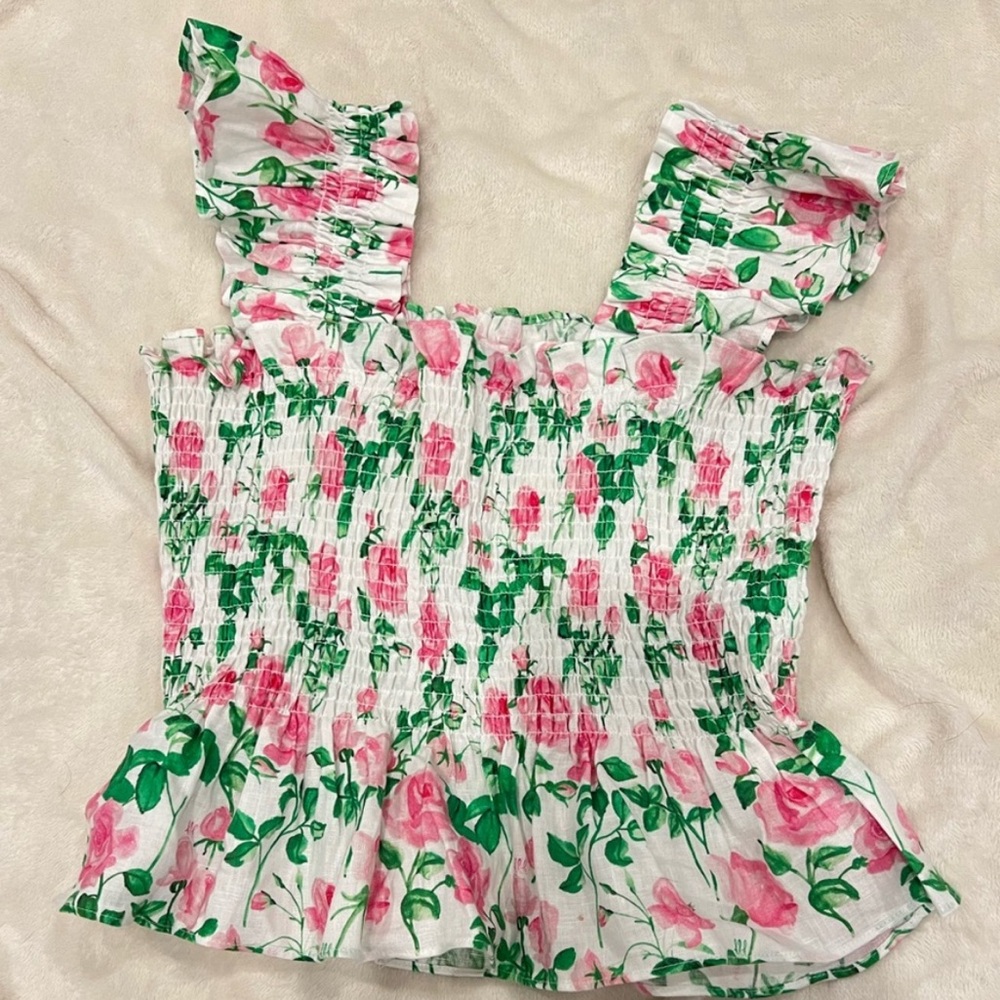 Hill House Home Paz Top Linen Roses